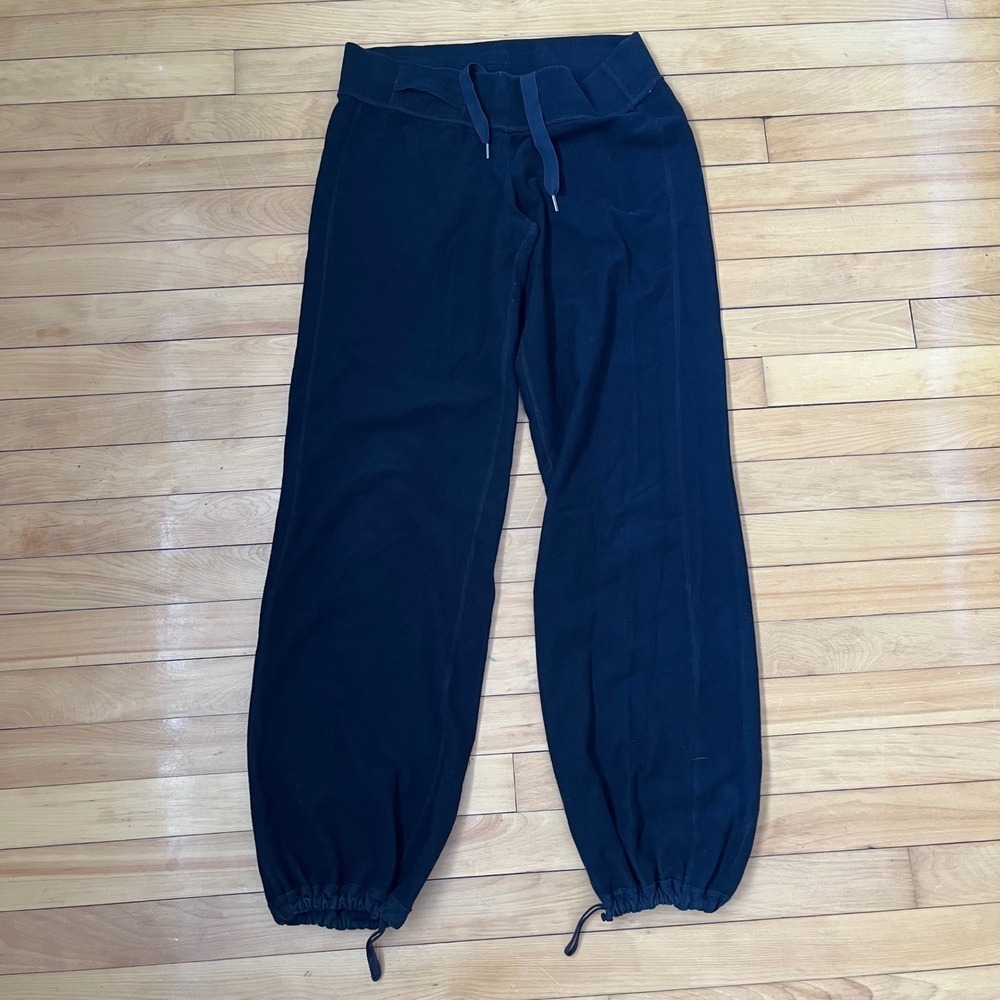 Lululemon Black Wide Leg Cinch Hem Jogger Sweatpants Drawstring Waistband